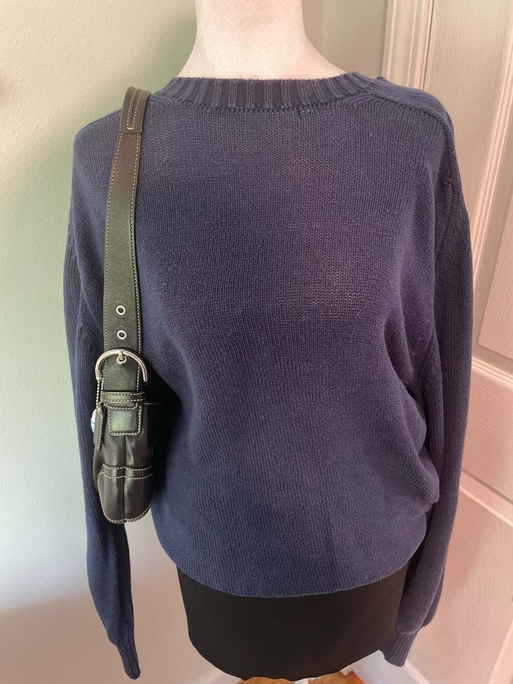 Vintage 100% Fine Combed Cotton Crewneck Pullover Sweater Navy Men's Size M